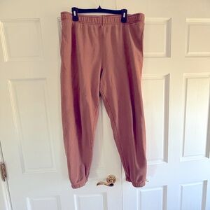 Aritzia TNA Brown Cozy Fleece Boyfriend Sweatpant